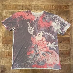 RARE Disney Fantasia Sorcerer Mickey Mouse All Over Print Shirt
